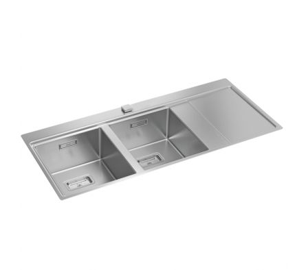 PILETA ACERO INOX.DECA 2 BACHAS 116X52 E/DER. CC.660.116.DUO