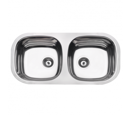 BACHA EMBUTIR DOBLE RECT. ISIS TRAMONTINA AC. INOX PULIDO 78X40X14CM