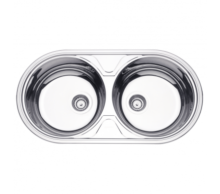 BACHA EMPOTRAR DOBLE REDONDA TRAMONTINA AC. INOX ALTO BRILLO 85X44X15CM