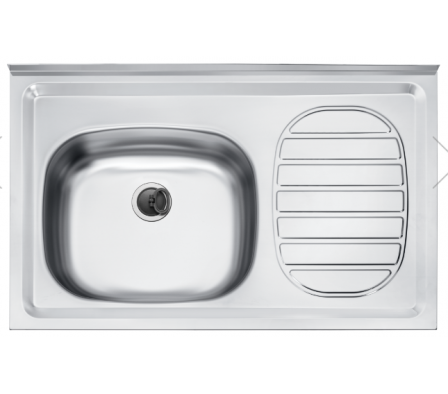 PILETA SOBREPONER BACHA IZQUIERDA PULIDA C/SOPAPA 3" 80X50X13 93410/500