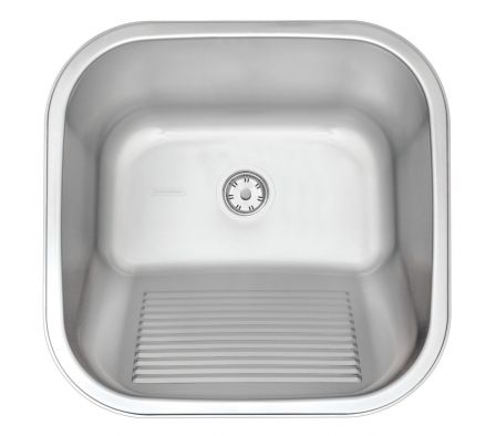 LAVADERO EMPO. HERA SATINADA 3.5" C/SOPAPA 40X40X22.5 94403/107